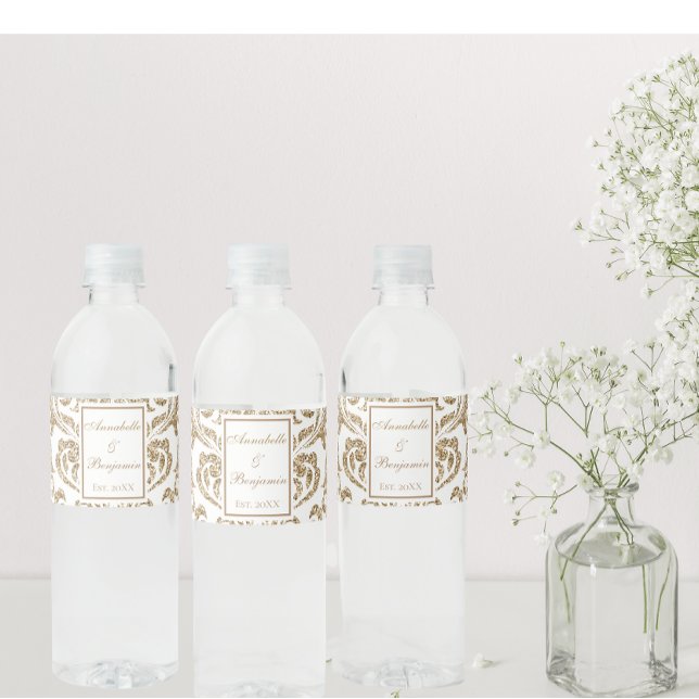 Rótulo De Garrafa De Vinho Casamento brilhante e Dourado Faux (Criador carregado)