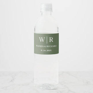 Rótulo De Garrafa De Vinho Casamento Clássico Minimalista com Monograma 