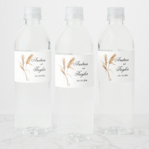 Rótulo De Garrafa De Vinho Casamento com Grama das Pampas Elegante