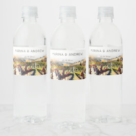 Rótulo De Garrafa De Vinho casamento de aquarela em vinhedo do Vale de Napa