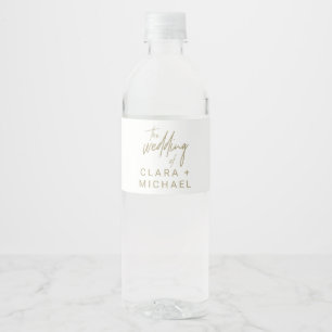 Rótulo De Garrafa De Vinho Casamento de Caligrafia Dourada