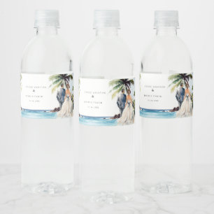 Rótulo De Garrafa De Vinho Casamento de Casal de Casamento de Watercolor