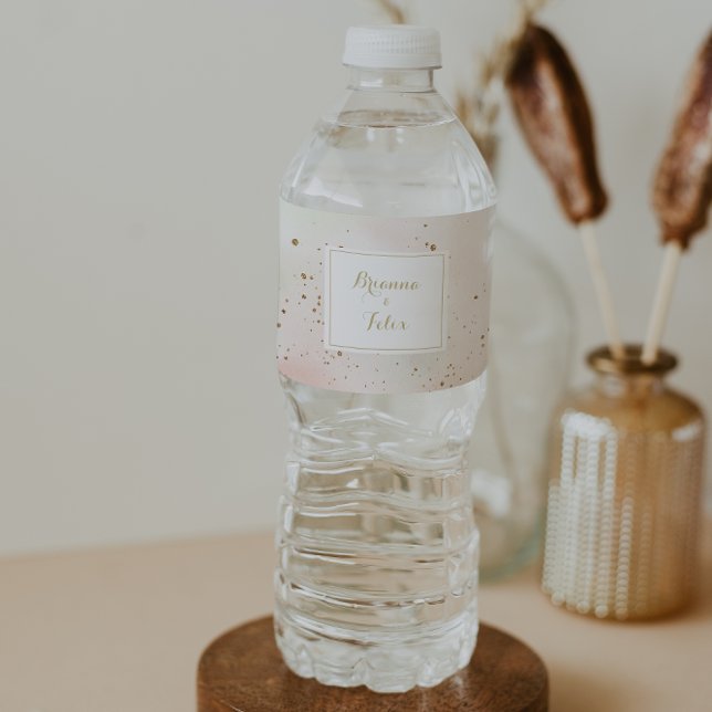 Rótulo De Garrafa De Vinho Casamento de Confetti Calliografia Dourada por Aqu (Criador carregado)