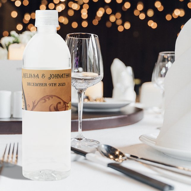 Rótulo De Garrafa De Vinho Casamento de Elegância Vitoriano Steampunk (Criador carregado)