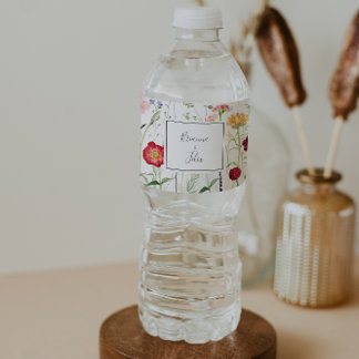 Rótulo De Garrafa De Vinho Casamento de Flor Selvagem Multicolorido Simples