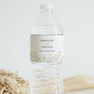 Rótulo De Garrafa De Vinho Casamento de Flores Silvestres Rústicas Vintage