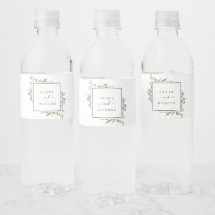 Rótulo De Garrafa De Vinho Casamento de Folhagens de Natal & Frutas Vermelhas