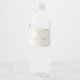 Rótulo De Garrafa De Vinho Casamento de Golfe do Monograma de Crest Clássico