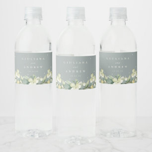 Rótulo De Garrafa De Vinho Casamento de Inverno Verde Espuma do Mar+Sabugueir