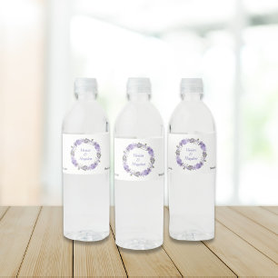 Rótulo De Garrafa De Vinho Casamento de Jardim Floral Roxo