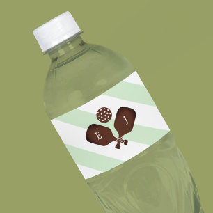 Rótulo De Garrafa De Vinho Casamento de Listras Preppy Pickleball