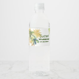 Rótulo De Garrafa De Vinho Casamento de Palm Tree Beach