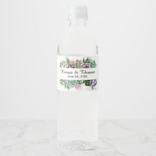 Rótulo De Garrafa De Vinho Casamento de Suculentos do Deserto