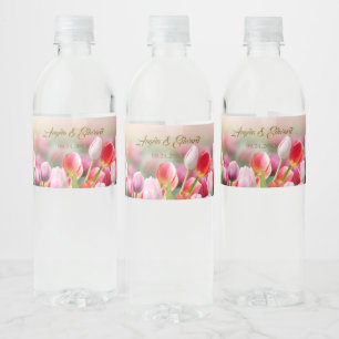 Rótulo De Garrafa De Vinho Casamento de Tulip Florals Colorida Elegante