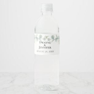 Rótulo De Garrafa De Vinho Casamento de Verão com Verde Folhagem de Eucalipto