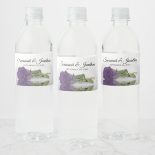 Rótulo De Garrafa De Vinho Casamento Elegante de Rosa Roxo-Ametista Romântico