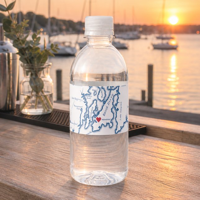 Rótulo De Garrafa De Vinho Casamento em Newport Rhode Island (Newport RI Wedding Water Bottle label wedding welcome bag favors by Coastal Map Designs)