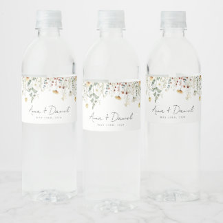 Rótulo De Garrafa De Vinho Casamento Flor Silvestre