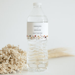 Rótulo De Garrafa De Vinho Casamento Floral Colorido