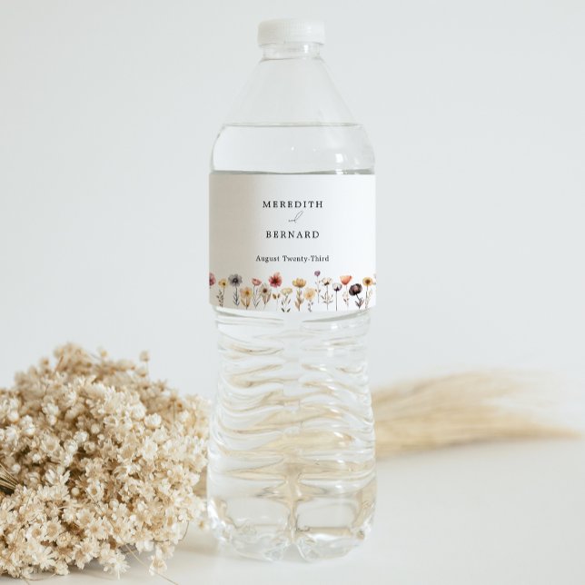 Rótulo De Garrafa De Vinho Casamento Floral Colorido (Criador carregado)