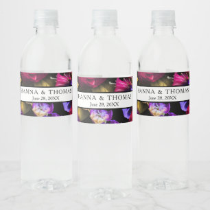 Rótulo De Garrafa De Vinho Casamento Floral de Outono Escuro