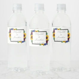 Rótulo De Garrafa De Vinho Casamento Floral de Rosa de Sunflower