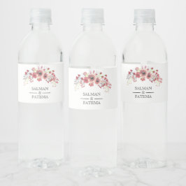 Rótulo De Garrafa De Vinho Casamento Floral Rosa-Brownish