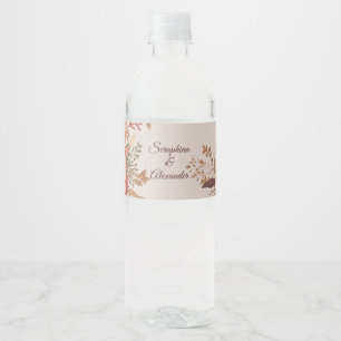 Rótulo De Garrafa De Vinho Casamento Floral Rústico em Aquarela de Outono