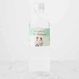 Rótulo De Garrafa De Vinho Casamento fluído com aquarela verde personalizada