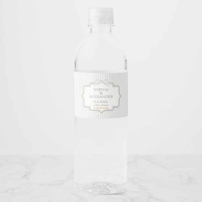 Rótulo De Garrafa De Vinho Casamento Minimalista Elegante (Frente)