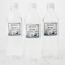 Rótulo De Garrafa De Vinho Casamento por Aquarela da Cinza de Reindeer Majest