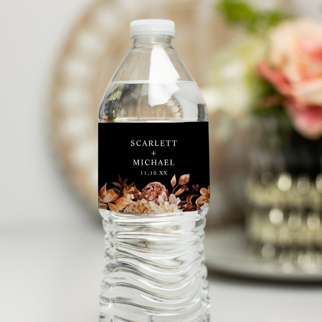 Rótulo De Garrafa De Vinho Casamento Preto Elegante (Elegant Black Wedding Water Bottle Label
)
