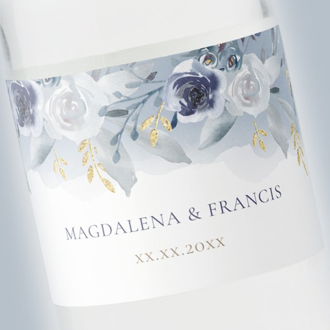 Rótulo De Garrafa De Vinho casamento rosa azul (Criador carregado)