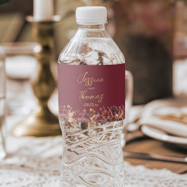 Rótulo De Garrafa De Vinho Casamento Simples de Flores Silvestres Boho Chic B