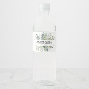 Rótulo De Garrafa De Vinho Casamento simples de vegetação e folhagem