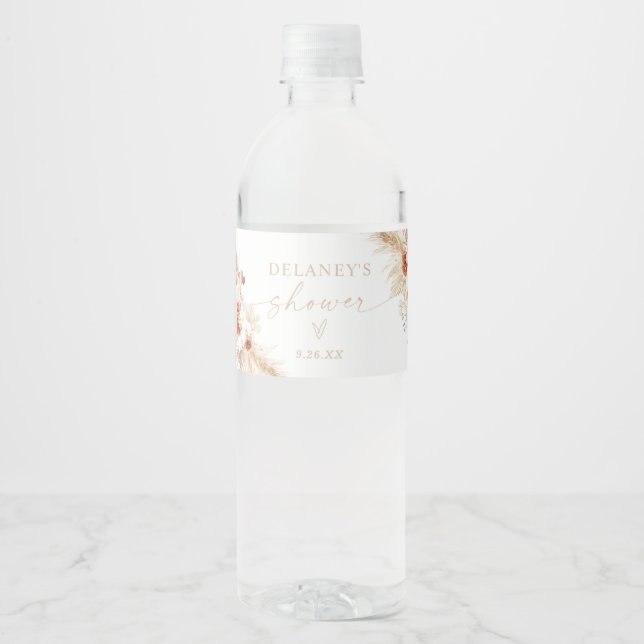Rótulo De Garrafa De Vinho Chá Boho Beige (Frente)