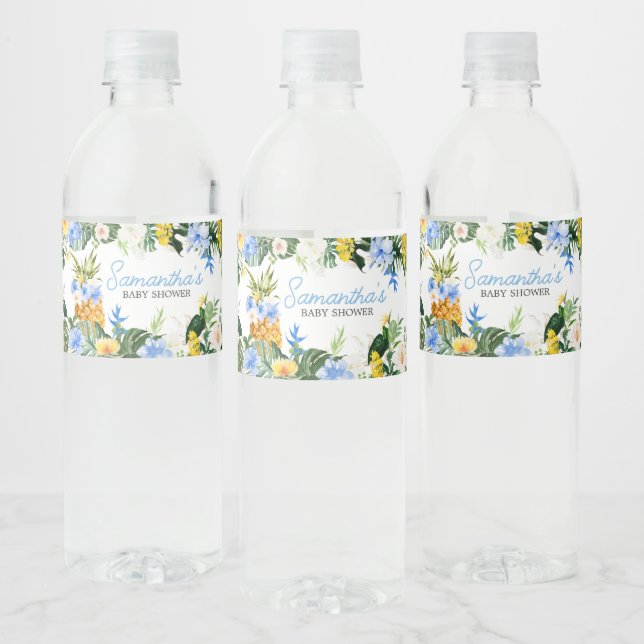 Rótulo De Garrafa De Vinho Chá de Bebê Abacaxi Aloha (Garrafas)