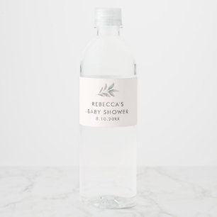 Rótulo De Garrafa De Vinho Chá de Bebê Botânico Floral Rosa