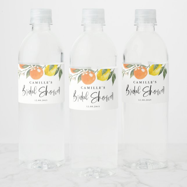 Rótulo De Garrafa De Vinho Chá de Bebê Botânico Laranjas e Limões (Garrafas)