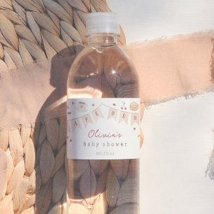 Rótulo De Garrafa De Vinho Chá de Bebê Café Bebe em Aquarela para Bebês de To