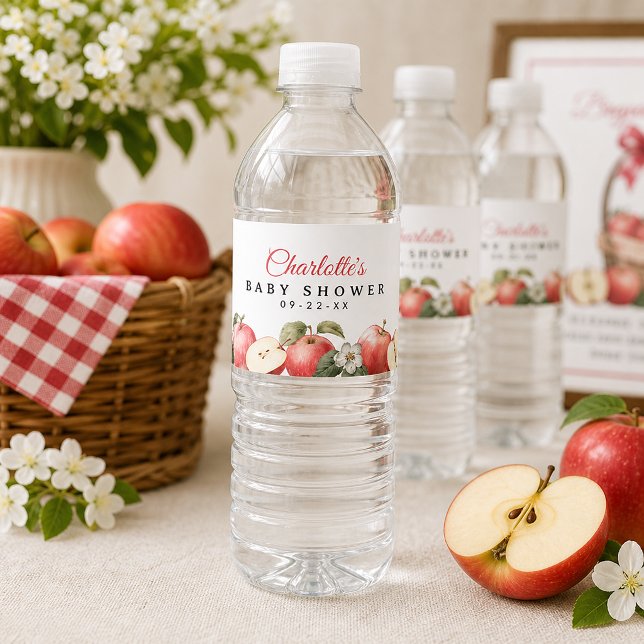 Rótulo De Garrafa De Vinho Chá de Bebê da Maçã  (Apple baby shower theme )