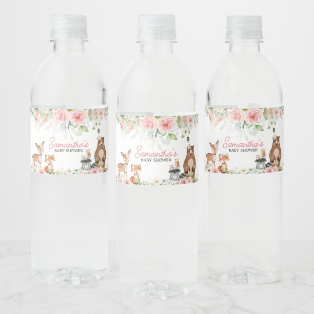 Rótulo De Garrafa De Vinho Chá de Bebê de Animais da Floresta (Garrafas)
