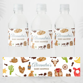 Rótulo De Garrafa De Vinho Chá de Bebê de Cowboy do Velho Oeste