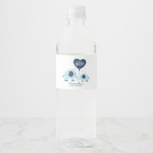 Rótulo De Garrafa De Vinho Chá de Bebê de Elefante Azul Adorável Menino