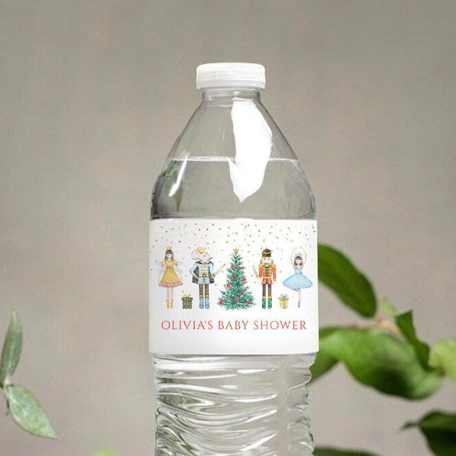 Rótulo De Garrafa De Vinho Chá de Bebê de Natal do Quebra-Nozes (Criador carregado)