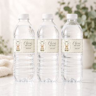 Rótulo De Garrafa De Vinho Chá de Bebê do Coelho Sage Gingham