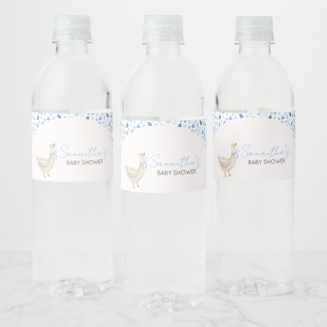 Rótulo De Garrafa De Vinho Chá de Bebê do Pequeno Ganso Azul Bobo (Garrafas)