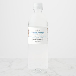 Rótulo De Garrafa De Vinho Chá de Bebê do Pequeno Pescador Azul