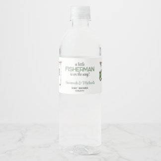 Rótulo De Garrafa De Vinho Chá de Bebê do Pequeno Pescador Verde