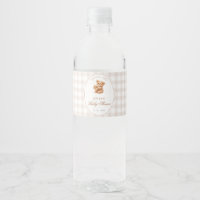 Chá de Bebê do Ursinho de Gingham Marrom Coraçãozi